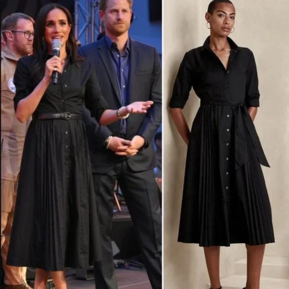 Banana Republic Factory Pleated Shirt Dress ASO Meghan Markle
